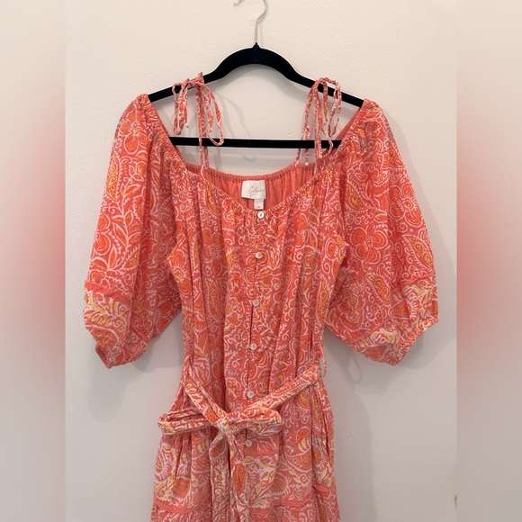 Cleobella Pink/Orange Midi Dress size Medium - Picture 4 of 9